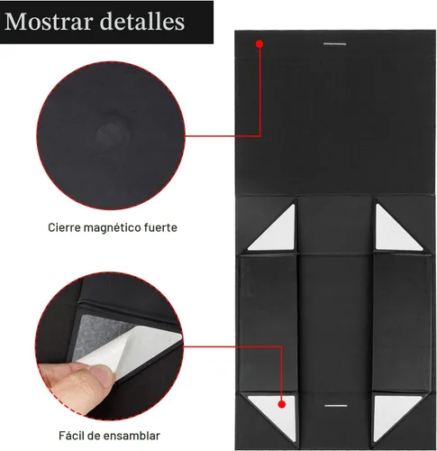 Miniatura 4 de DaiJoob Caja de regalo con tapa para regalos de 10.5 x 7.5 x 3.1 pulgadas con cinta y cierre magnético (paquete de 1) (negro)