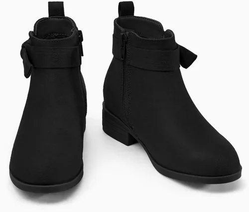 Miniatura 5 de Coutgo Botas de tobillo con nudo de lazo para niñas, tacón bajo y grueso, cremallera lateral, bonitos botines de vestir para niños pequeños y grandes
