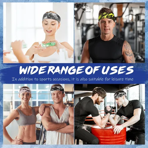 Miniatura 6 de 18 Pcs Sports Sweatbands for Men Women Camo Headbands Workout Non Slip Headbands Breathable Head Band Fitness Stretchy Unisex Hairband for Yoga