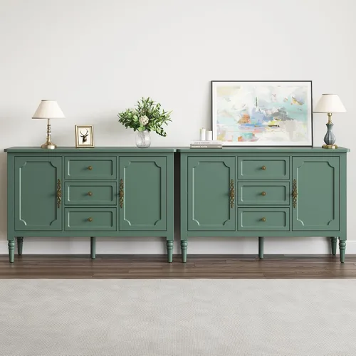 Miniatura 14 de RoyalCraft Buffet Cabinet with Storage, Mid-Century Modern Sideboard with 3 Doors, Painted Coffee Bar Table with Adjustable Shelves, Credenza for