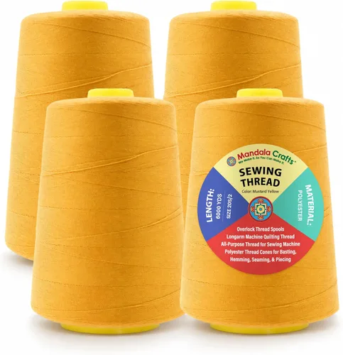 Miniatura 103 de Mandala Crafts 4 Pack of Serger Threads Cones Spools - 20S/2 24000 Yards Polyester Baby Blue Threads for Sergers Machine and Overlock Quilting