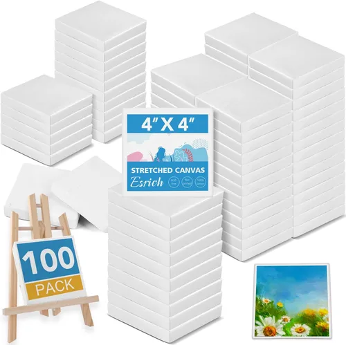 Miniatura 12 de ESRICH Mini lienzos para pintar, mini lienzos a granel, paquete de 100 unidades de 2.4 x 2.4 pulgadas, perfil de 2/5 pulgadas, lienzos cuadrados