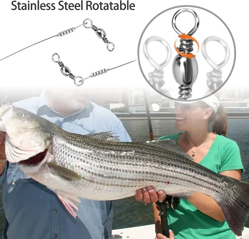 Miniatura 4 de Aparejos de gancho circulares de acero de agua salada, gancho de pesca compensado de pulpo alambre líder para lubina de bagre