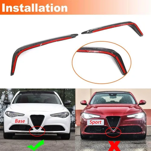 Miniatura 8 de Canards delanteros de fibra de carbono real para Alfa Romeo Giulia Base Sedan 2015-2023 divisor de luz antiniebla Canard parachoques delantero faro