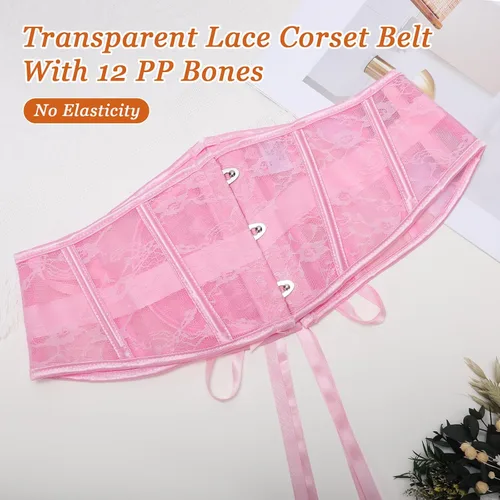 Miniatura 72 de SUOSDEY Cinturón de corsé de jacquard para mujer, corsé pirata steampunk renacentista con cordones y cordones