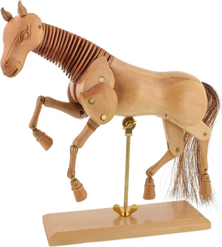 Miniatura 8 de U.S. Art Supply Maniquí de caballo de madera de 8 pulgadas para dibujar - Maniquí articulado con base y cuerpo flexible para dibujar la figura equina