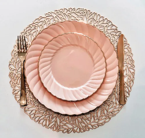 Miniatura 7 de Occasions: Paquete de 10 manteles individuales metálicos de vinilo prensado/decoración de boda (primavera, oro rosa)