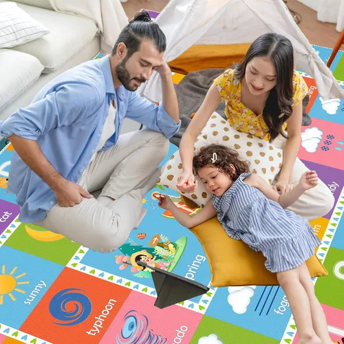 Miniatura 30 de ABC - Alfombra educativa del alfabeto, alfombra de juego de 4 x 6 pies para niños, sala de juegos, tapete antideslizante para niños y niñas Alphabet