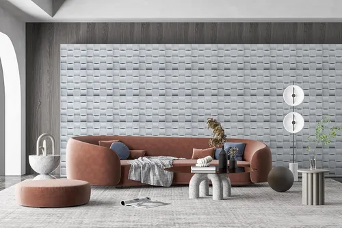 Miniatura 3 de Dundee Deco Paneles de pared 3D - Paneles de pared de PVC blanco pintables a cuadros modernos para decoración de paredes interiores, paquete de 10