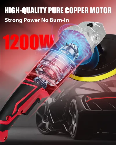 Miniatura 2 de AVID POWER Pulidora de Búfer para Automóvil, 1200W 7 Pulgadas/6 Pulgadas Pulidora Rotatoria Encerador, 6 Velocidades Variables 1600-3500 RPM, Mango