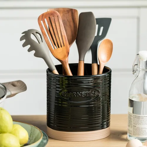 Miniatura 10 de YHOSSEUN Juego de 2 soportes para utensilios de cocina, de cerámica para encimera de cocina, 6.7 pulgadas + 5.1 pulgadas, soporte para espátula