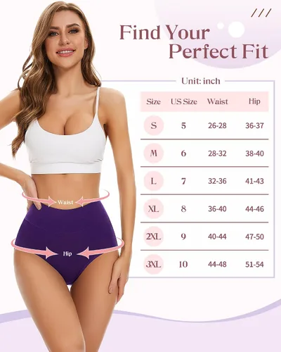 Miniatura 6 de Sunm Boutique Ropa interior de algodón para mujer, de cintura alta, cobertura completa, bragas, talla grande, paquete de 3457