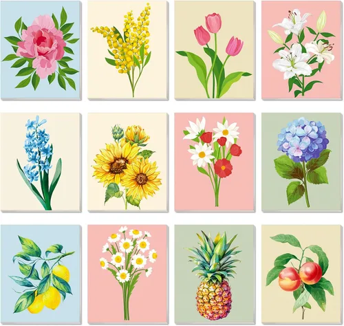 Miniatura 12 de Engrowtic 12 lienzos predibujados de flores de girasol de 8 x 10 pulgadas para pintar, lienzos preimpresos, para mujeres, pintura, arte, fiesta