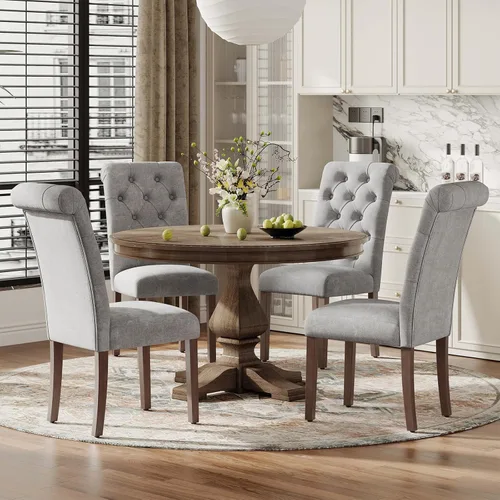 Miniatura 14 de MALOL Parsons - Juego de 4 sillas de comedor tapizadas copetudas, sillas de cocina con asiento acolchado y patas de madera maciza, sillas laterales