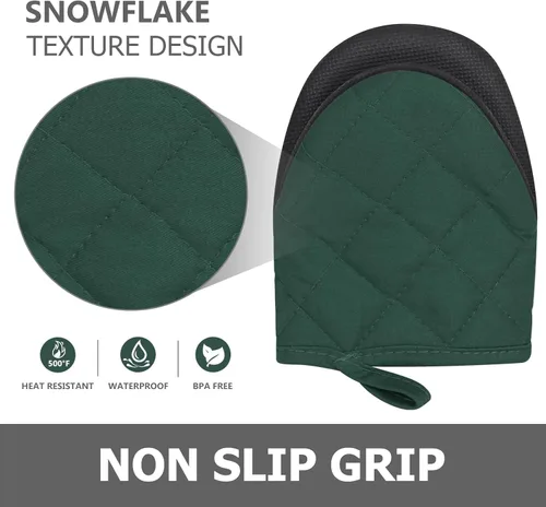 Miniatura 5 de 1 par de manoplas cortas para horno - Guantes de horno de silicona para cocina, resistentes a altas temperaturas de 500℉, mini manoplas