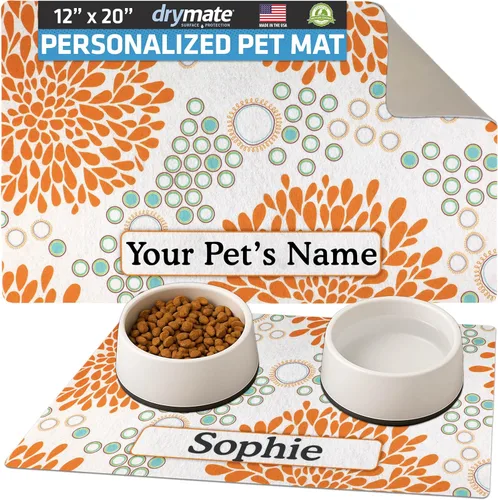 Miniatura 34 de Drymate Mantel individual personalizado para tazón de mascotas, tapete personalizado de alimentación de alimentos para perros y gatos, tela Lino