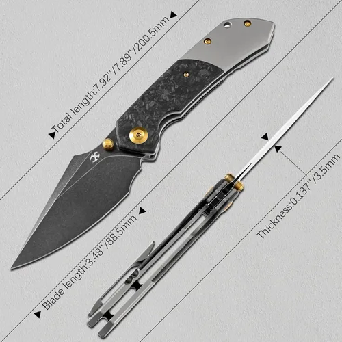 Miniatura 8 de KANSEPT Fenrir - Cuchillos plegables de bolsillo para hombres y mujeres EDC cuchillos plegables de campamento de 3.48 pulgadas CPM-S35VN hoja