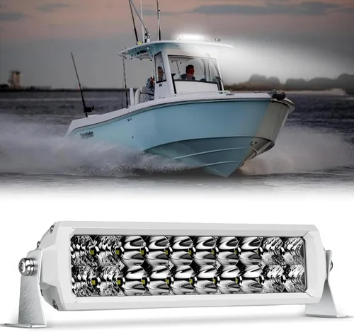 Barra de luz LED de 12 pulgadas EK ENNOKING de doble fila, foco marino blanco, alta luminosidad, 100 W, luz LED de haz puntual y de inundación, luz