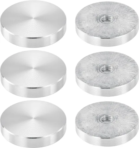 Miniatura 46 de uxcell M6 Rosca 0.787 in de diámetro de forma redonda de aluminio disco hardware 1pcs, aluminio círculo disco vidrio adaptador superior para mesa