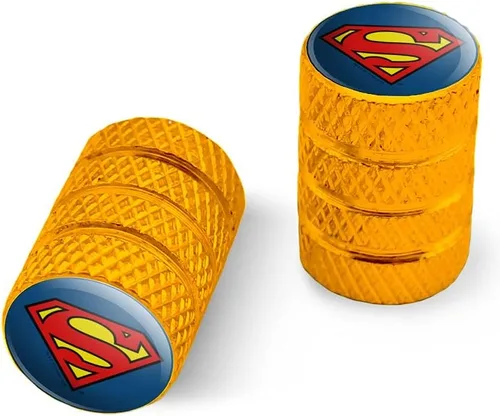Miniatura 10 de GRAPHICS & MORE Superman Classic S Shield Logo Moto Bicicleta Llanta Llanta Llanta Tapones de Válvula de Aluminio Negro