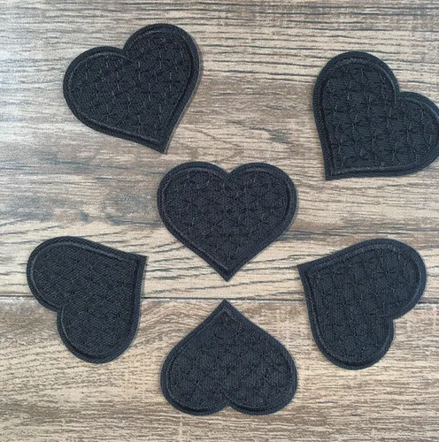Miniatura 8 de Parches para planchar – Parche de corazón negro, 6 piezas, parche bordado para planchar de 2.2 x 1.8 pulgadas – 2.2 x 1.9 in – A-24