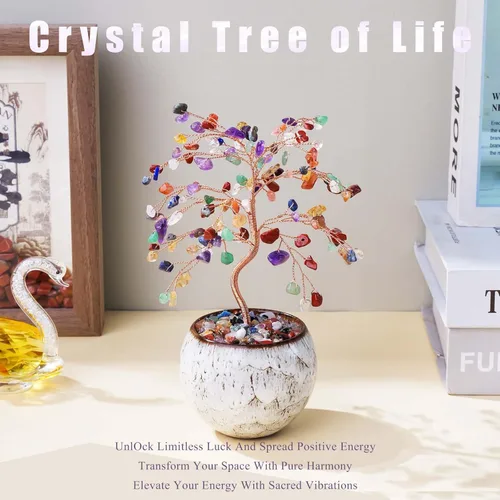 Miniatura 3 de Runyangshi Árbol de la vida de cristal de chakras, árbol de cristal curativo natural grande de 8 pulgadas, que trae dinero, buena suerte, energía