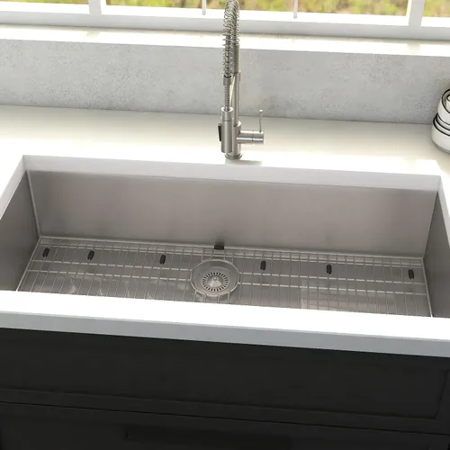 Miniatura 7 de ZLINE - Fregadero de cocina Meribel de acero inoxidable con rejilla inferior de 33 pulgadas (SRS-33)