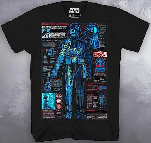 Miniatura 4 de STAR WARS Darth Vader Blueprint Schematic Design - Camiseta para hombre, diseño gráfico, color negro
