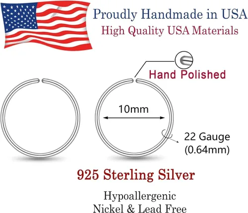 Miniatura 127 de Small Gold or Sterling Silver Huggie Hoop Earrings for Women Cartilage Nose Helix Tragus