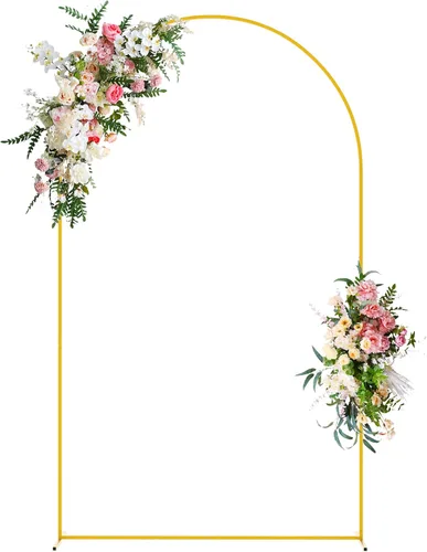 Miniatura 16 de Soporte de arco de boda de Wokceer 6.6 pies de fondo de arco blanco de metal Chiara soporte de fondo de arco para boda ceremonia fiesta