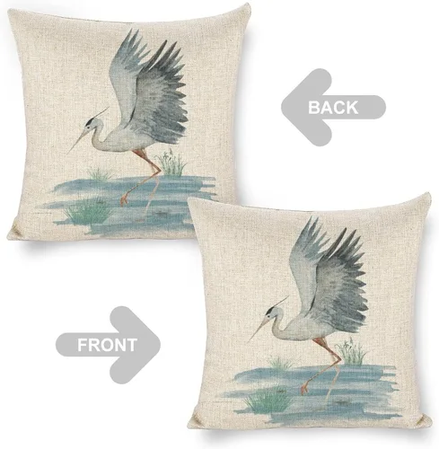 Miniatura 4 de Fundas de Almohada de Lino con Estampado de Bailarinas Azules en Costa 18x18 para Sofá, Almohada Decorativa para Sofá, Exterior