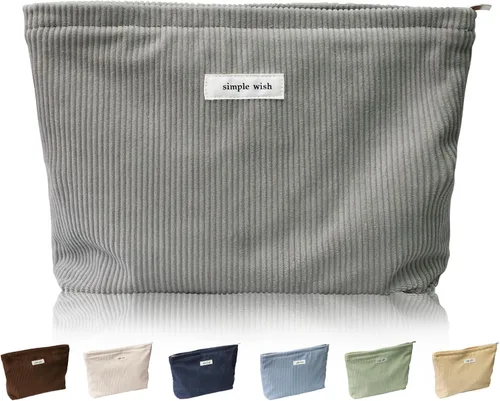 Miniatura 33 de Wudygirl Bolsa de maquillaje de lona para mujer, organizador estético de maquillaje, bolsa de maquillaje de viaje, bolsa de aseo para bolso, bolsa