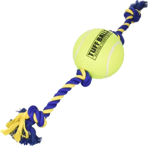 Miniatura 3 de PetSport Mega Tuff Ball Tug Dog Toy - Mega pelotas de tenis para perros grandes, juguetes de remolcador de perros, ideal para aburrimiento