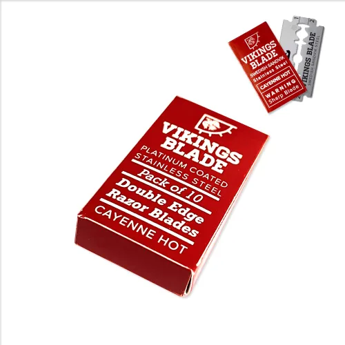 Miniatura 6 de VIKINGS BLADE Hojas de afeitar de doble filo, 10 hojas, acero sueco + recubierto de platino, hojas de afeitar de repuesto y recargas