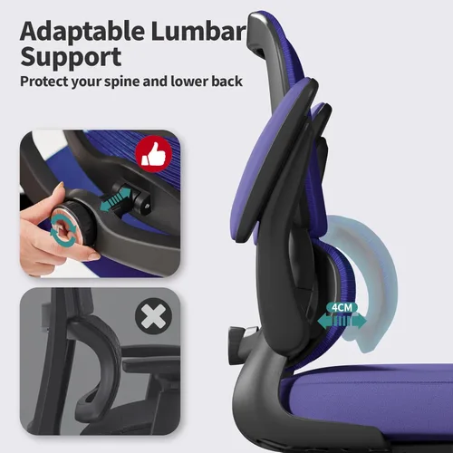 Miniatura 4 de Silla de oficina – Silla de escritorio ergonómica con soporte lumbar ajustable, silla de computadora de malla, silla ejecutiva para oficina en casa