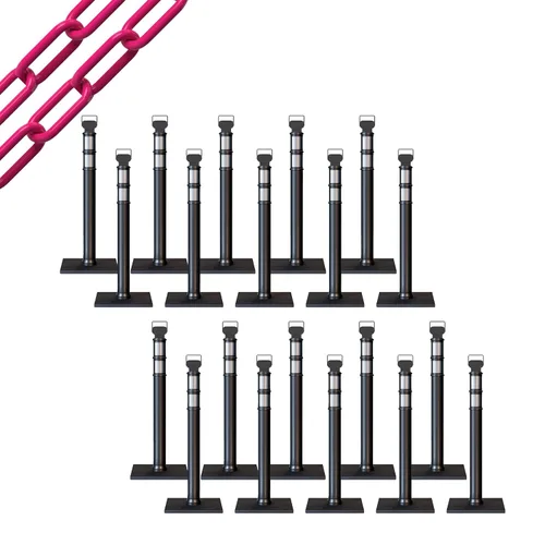 Miniatura 78 de Trafford Industrial - Juego de 20 postes de delineador de 45 pulgadas, collares reflectantes de 3 pulgadas, base de goma de 10 libras