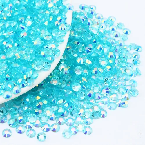 Miniatura 11 de 10000 diamantes de imitación de resina de 0.079 pulgadas con parte trasera plana, transparente verde oscuro AB con parte trasera plana