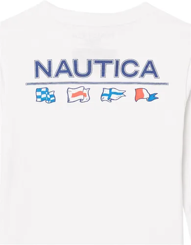 Miniatura 5 de Nautica Camiseta de manga larga con cuello redondo para niños, suave, cómoda, ajuste relajado
