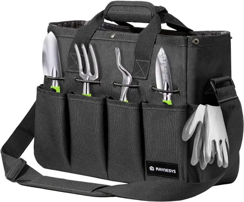 Miniatura 8 de Raynesys Bolsa de mano de jardín, organizador de herramientas de jardinería con bolsillos y asa, bolsa de almacenamiento de jardín resistente 900D