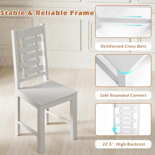 Miniatura 5 de GOFLAME Juego de 2 sillas de comedor de madera, sillas de cocina modernas con patas de madera de goma y respaldo alto, sillas laterales sin brazos