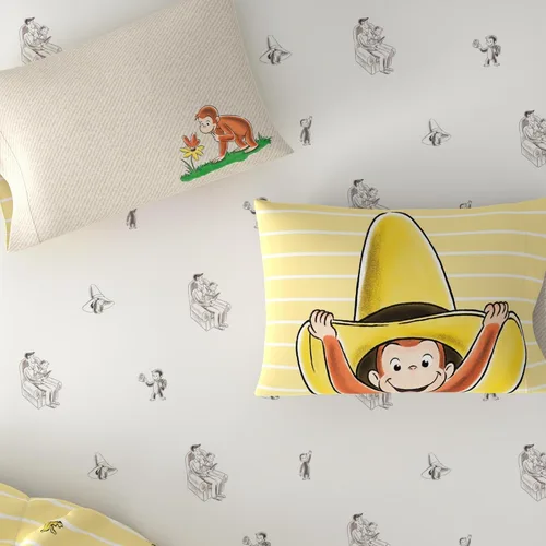 Miniatura 5 de Curious George - Juego de ropa de cama tamaño individual, juego de 5 piezas para niños, edredón reversible súper suave y acogedor con funda
