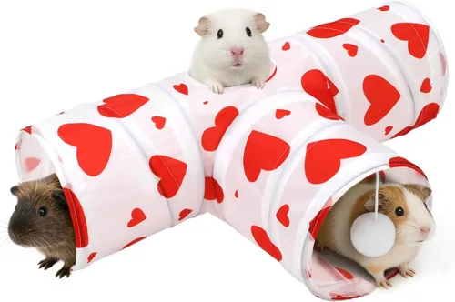 Miniatura 13 de Rypet Túnel de Cobaya de 3 Vías Plegable Túneles y Tubos para Mascotas Pequeñas con Pelota Interactiva para Conejo Bebé Hurón Hámster Chinchilla
