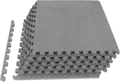 Miniatura 24 de Fitvids Tapete de suelo de rompecabezas para gimnasio, azulejos entrelazados de EVA de alta densidad de 3/4 pulgadas de grosor, alfombrilla