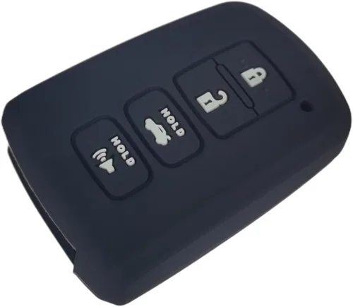 Miniatura 4 de Funda de silicona para llavero con control remoto sin llave, compatible con Toyota Avalon Camry Corolla Highlander RAV4, 4 botones (negro + gris)