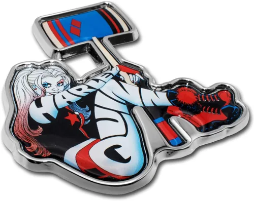 Miniatura 3 de Elektroplate Emblema de automóvil de metal cromado Harley Quinn con licencia oficial de DC Comics para automóviles, camiones y todos los Cromo