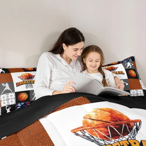 Miniatura 4 de Erosebridal - Juego de edredón completo de baloncesto para niños, juego de ropa de cama deportiva, edredón para atletas de baloncesto, conjuntos