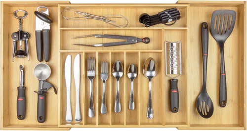Miniatura 21 de KitchenEdge Organizador Premium de Cubiertos, Vajilla y Utensilios para Cajones de Cocina, Grado Contractual Apto para Alimentos, Expandible de 18 a