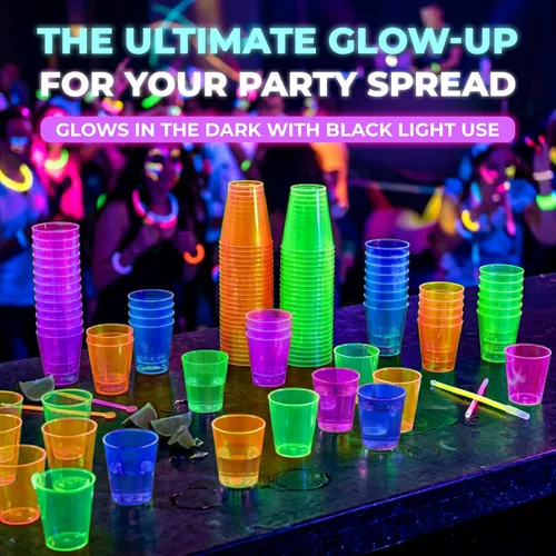 Miniatura 10 de Party Essentials Hard Plastic 2-Ounce Shot/Shooter Glasses, 40-Count, Assorted Neon