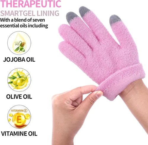 Miniatura 6 de Guantes hidratantes para manos secas, guantes de algodón para eccema con buen forro para pantalla táctil, guantes de spa para mujeres y hombres