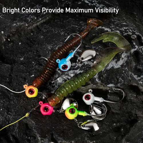 Miniatura 4 de Dr.Fish Paquete de 10 jigs Underspin cabezas de agua dulce Swimbait Ball Jig Bass Walleye anzuelos de pesca Colorado Spinner Blade Parte inferior